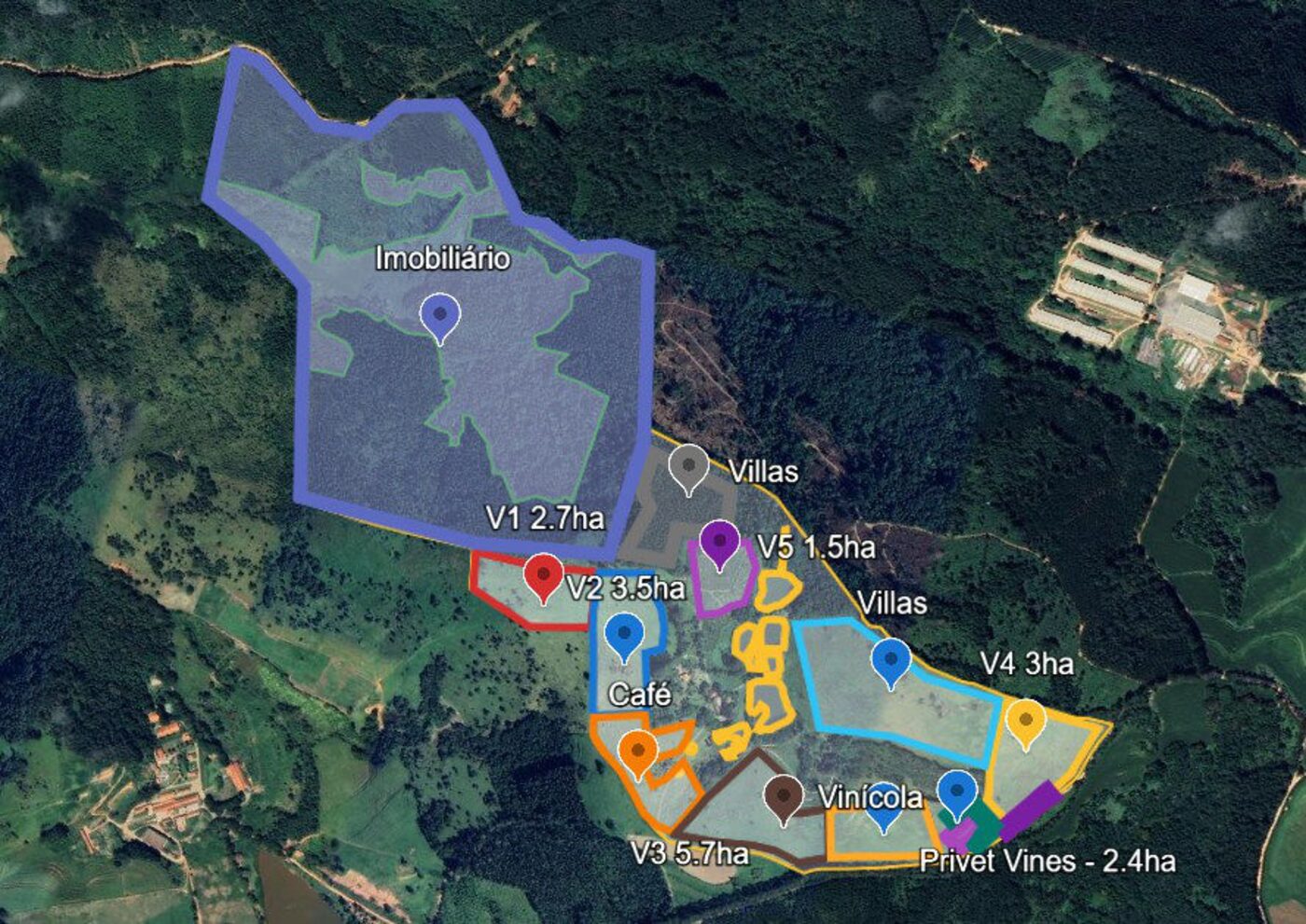 Vista de satélite da fazenda