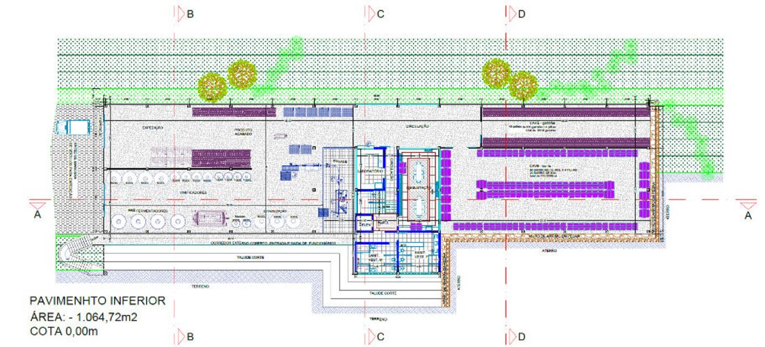 Planta do pavimento inferior da vinícola