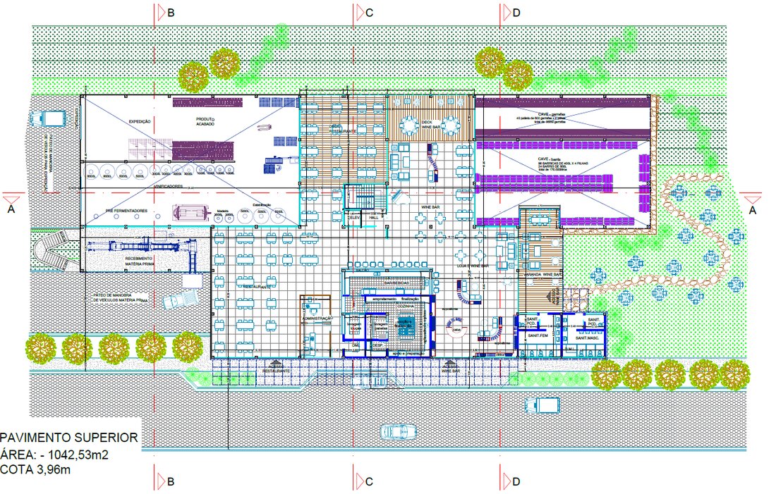 Planta do pavimento superior da vinícola
